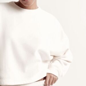 Abercrombie & Fitch White Sweatshirt Premium Essentials Long Sleeve Oversized